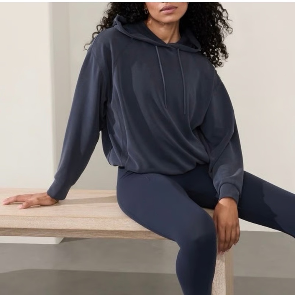 Athleta women’s‎ bubble hem cropped hoodie blue size small - Picture 5 of 9